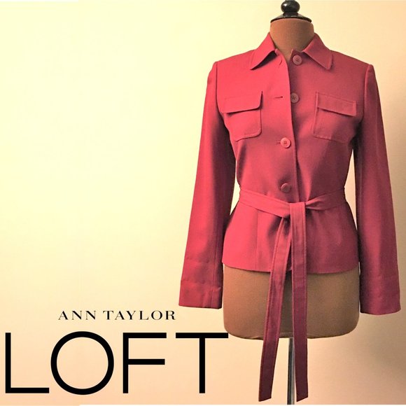 LOFT Jackets & Blazers - ANN TAYLOR LOFT Red 100% Wool Belted Blazer Jacket